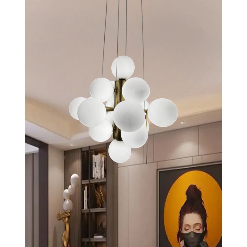 Modern Orb Cluster Chandelier – 18 Bulb