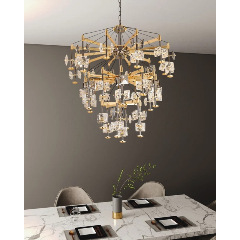Multi-Tiered Cascade Crystal Chandelier