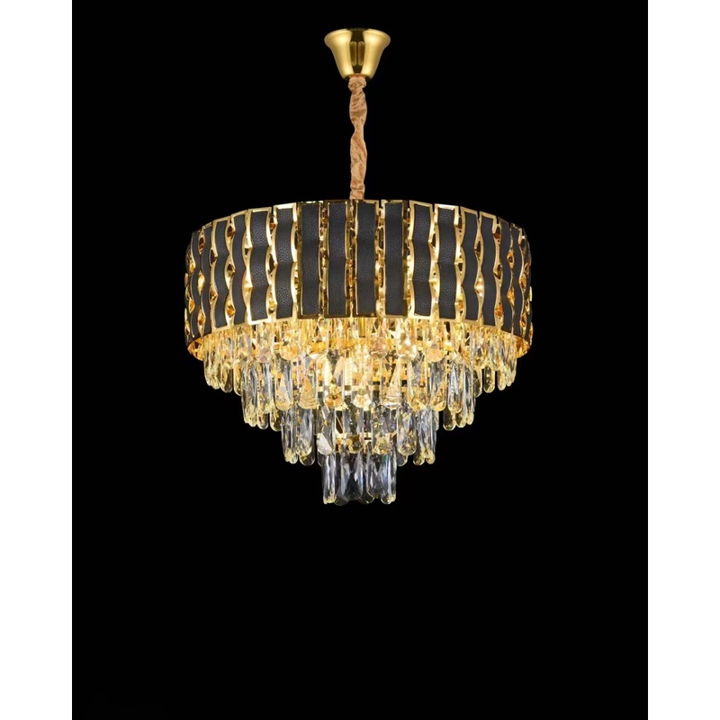 Regal Black & Gold Crystal Chandelier – 800MM