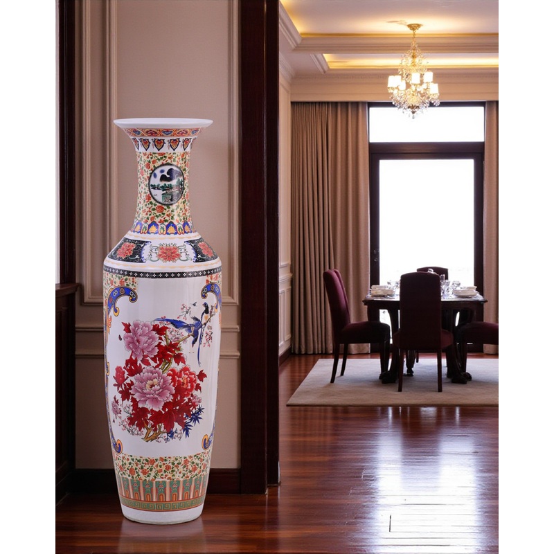 Regal Blossom & Songbird Tall Floor Vase – 125 cm