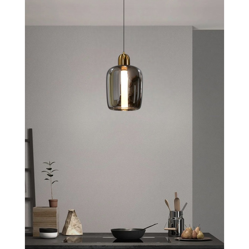 Retro Look Smoked Glass lampshade Hanging lamp
