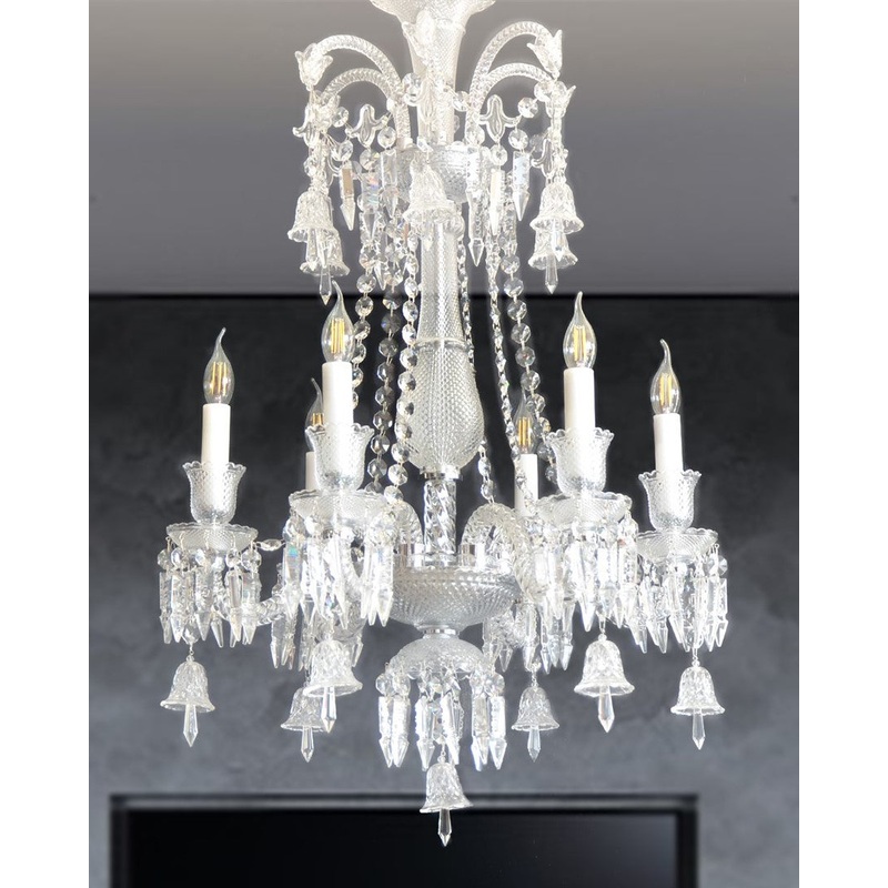 Royal Crystal Candle-Style Glass Chandelier – 6 Light
