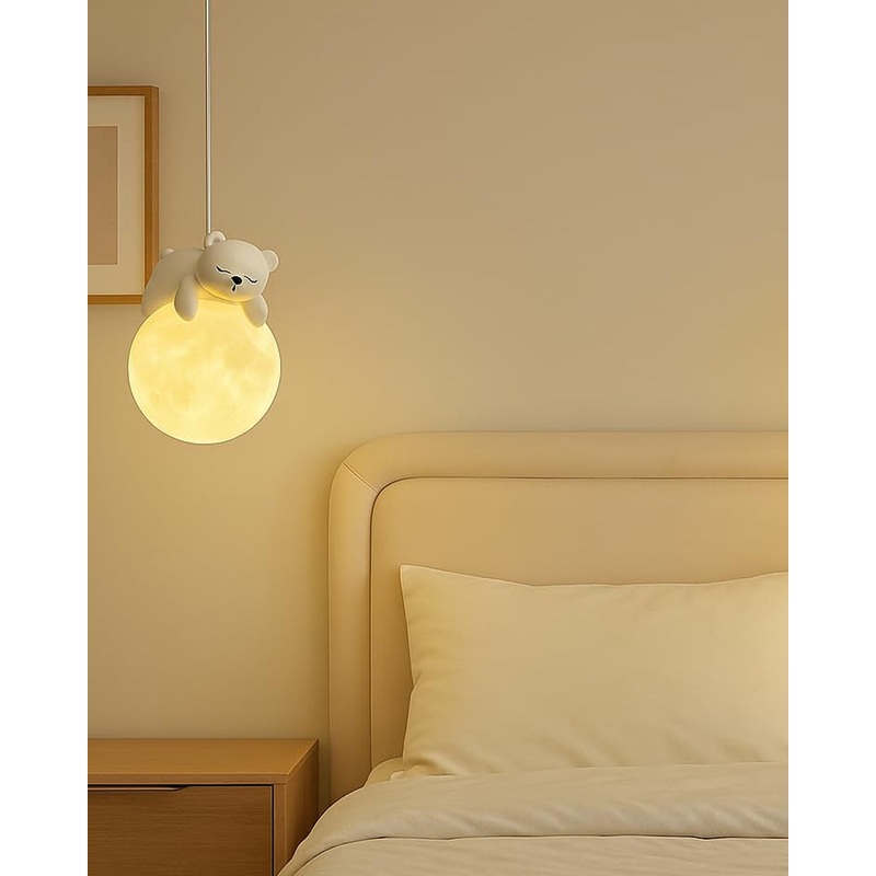 Sleepy Bear Moon Pendant Light