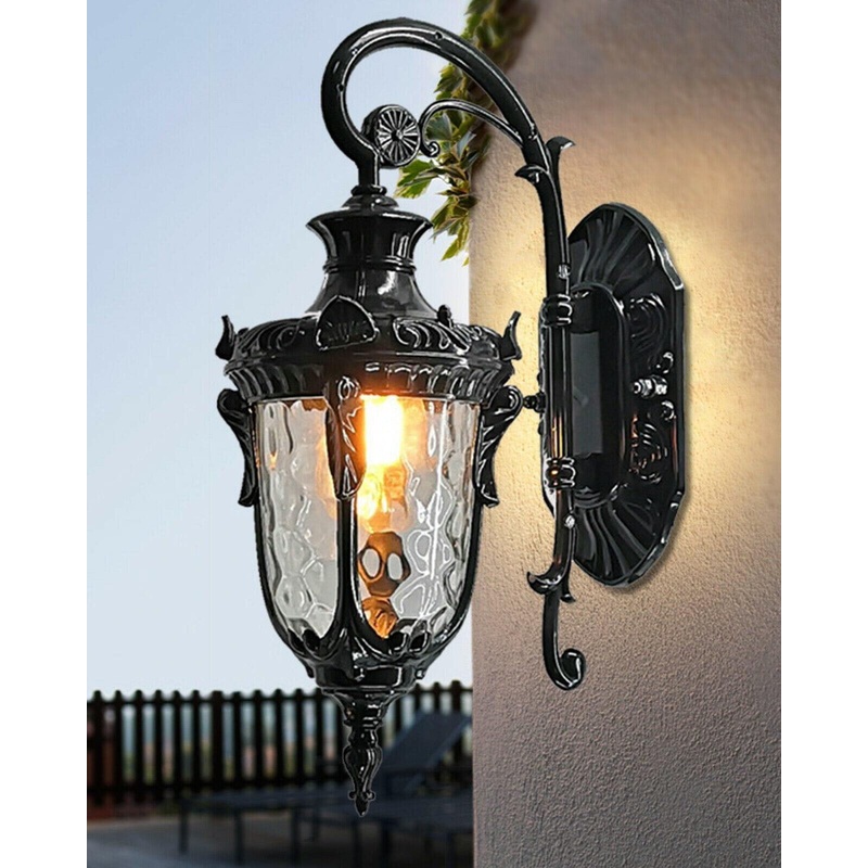 Vintage Lantern Outdoor Wall Light – Black