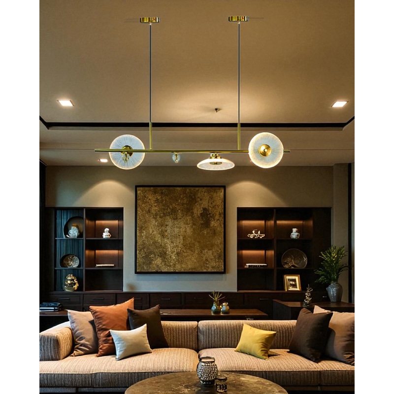Asymmetric Ripple Glass Linear Chandelier