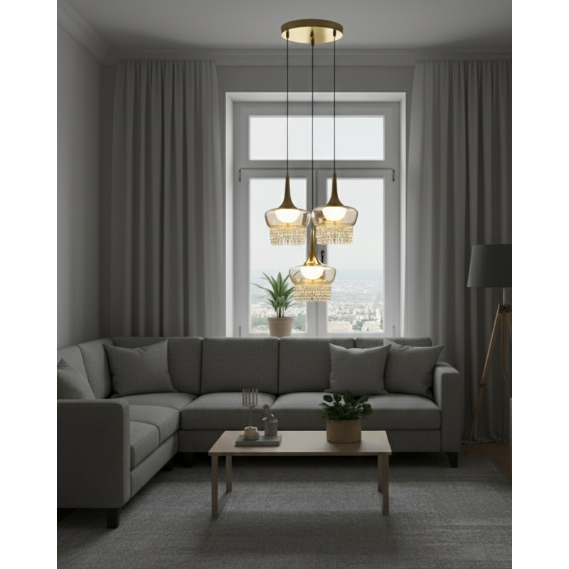 Crystal Aura Triple Pendant Light