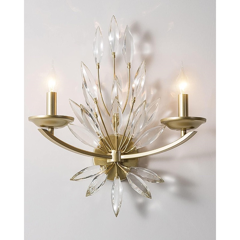 Crystal Glass Brass Bracket Wall Light