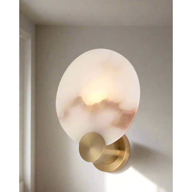 Marble Shade Brass Wall Sconce