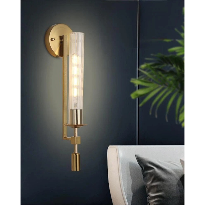 Modern Gold Vertical Cylinder Wall Sconce