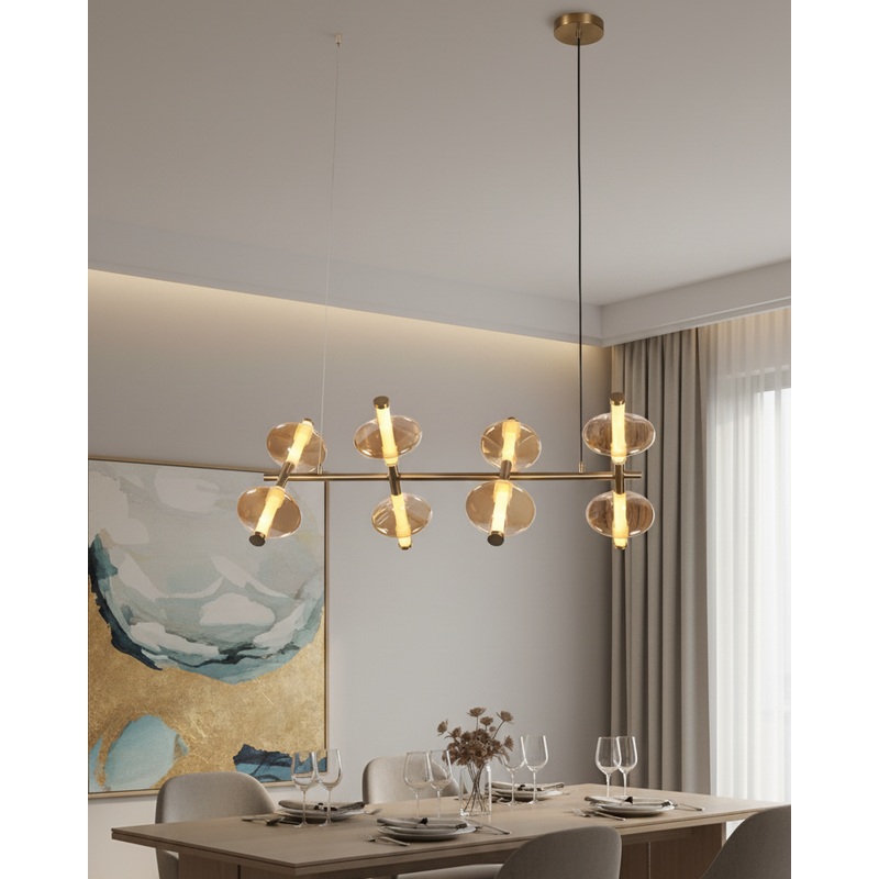 Modern Linear Glass Globe Chandelier