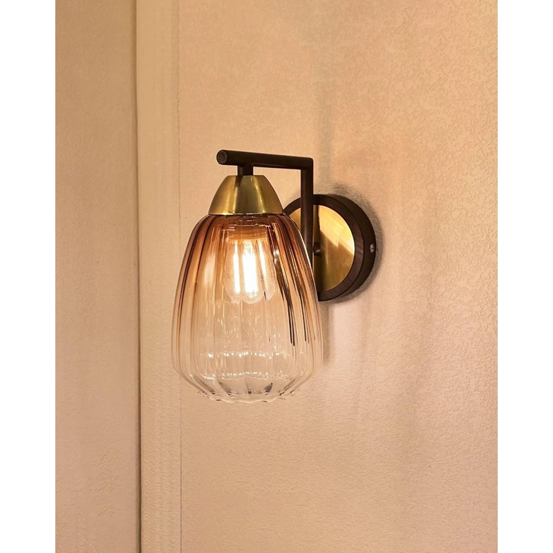 Ribbed Amber Glow Wall Light