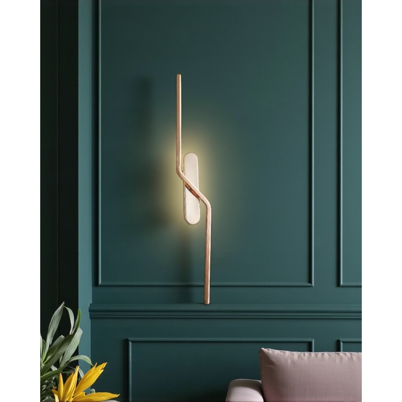 Sculptural Gold Curve LED Wall Light