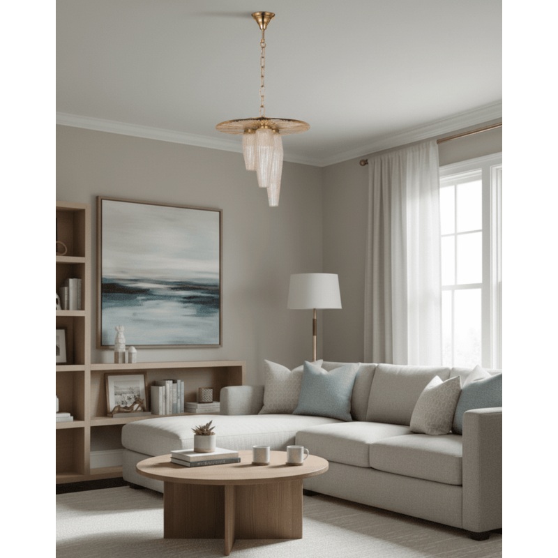 Vintage Ribbed Glass Pendant Light