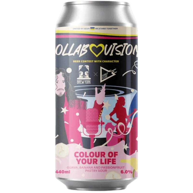 Brew York x Funky Fluid Collabovision Colour Of Your Life Guava, Banana, Passionfruit Pastry Sour 440ml (6%)