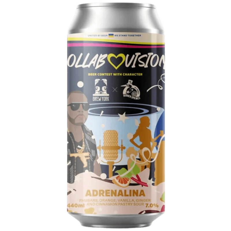 Brew York x Hidden Springs Collabovision Adrenalina Rhubarb, Orange, Vanilla, Ginger, Cinnamon Pastry Sour 440ml (7%)