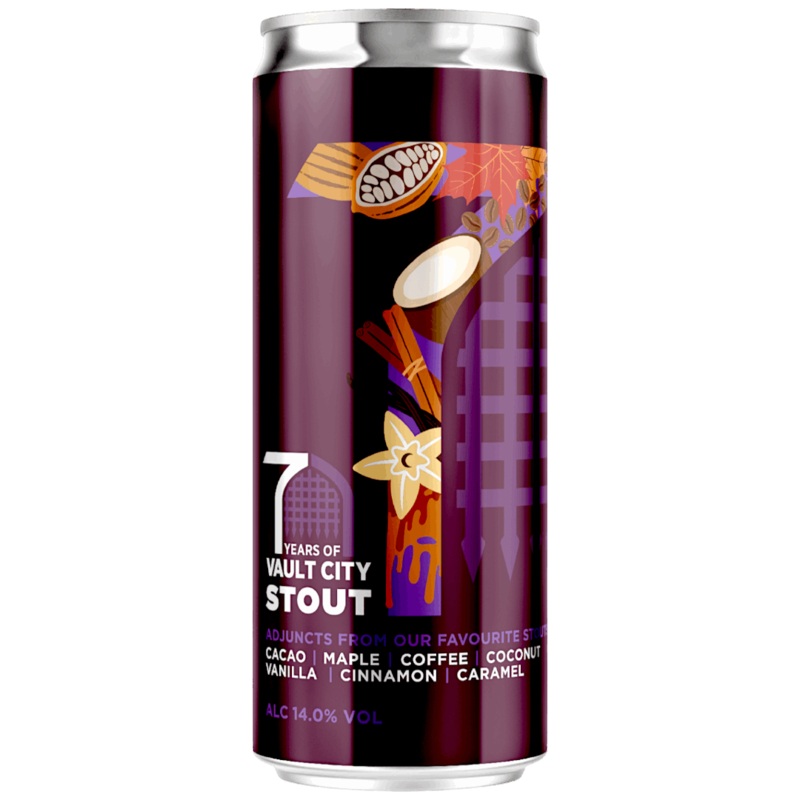 Vault City 7 Years Stout Cacao, Maple, Coffee, Coconut, Vanilla, Cinnamon & Caramel Imperial Stout 330ml (14%)