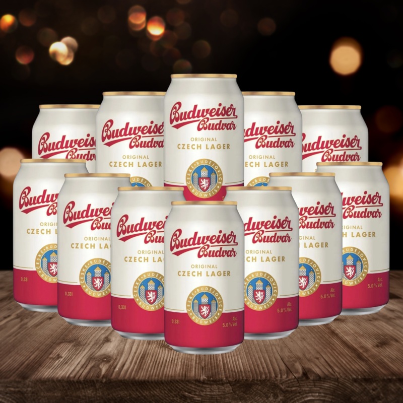 Budweiser Budvar Czech Lager 330ml Cans  5% ABV (12 Pack)