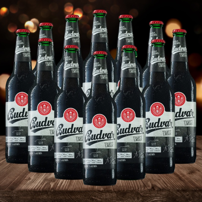 Budweiser Budvar Tmavy Dark Czech Lager 500ml Bottles – 4.7% ABV (MultiPack)