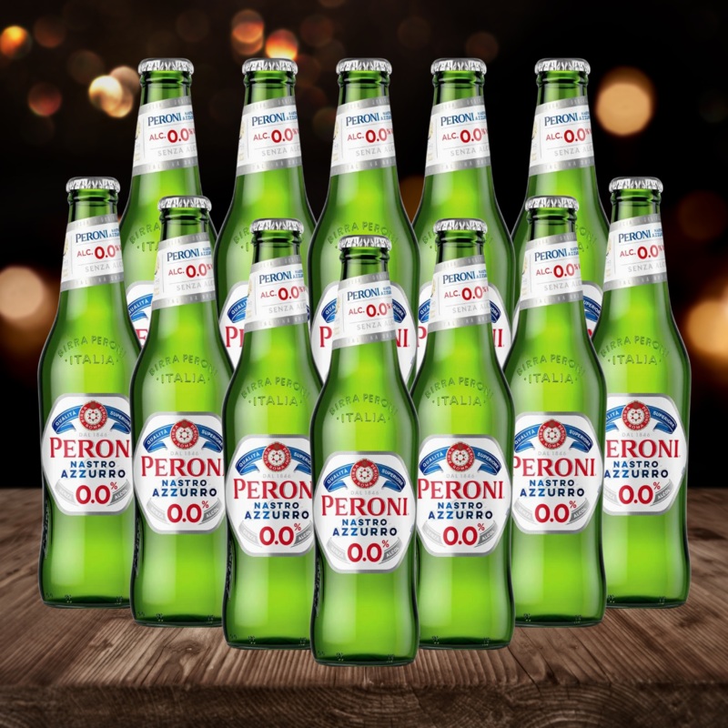 Peroni Nastro Azzurro Alcohol Free Lager 330ml Bottles (12 Pack) – 0.0% ABV