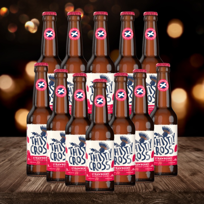 Thistly Cross Strawberry Craft Cider 330ml Bottles – 4.0% ABV (12 Pack)