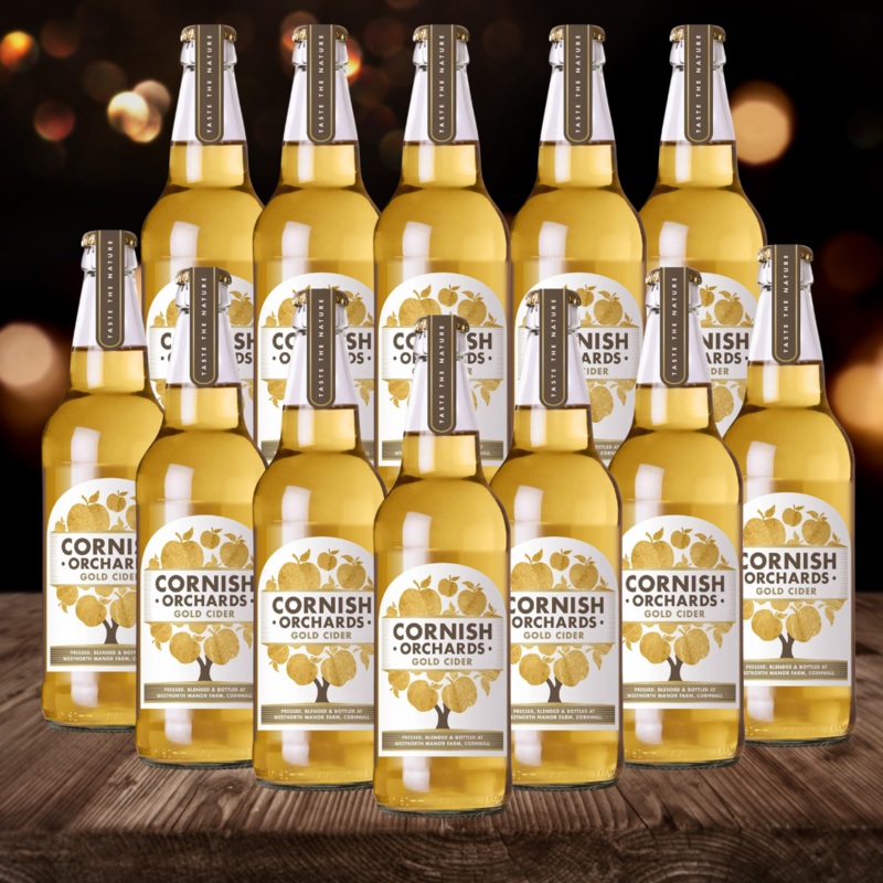 Cornish Orchards Gold British Cider 500ml Bottles – 5.0% ABV (12 Pack)