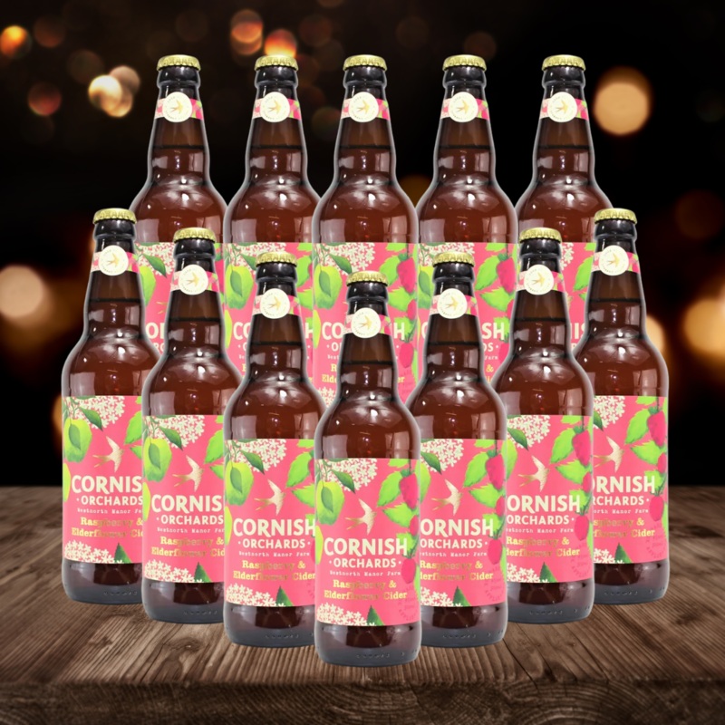 Cornish Orchards Raspberry British Cider 500ml Bottles – 4.0% ABV (12 Pack)