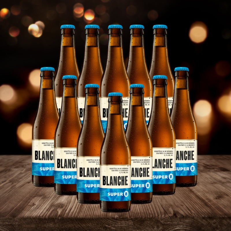 Haacht Super 8 Blanche Belgian Wheat Beer 330ml Bottles – 5.1% ABV (12 Pack)