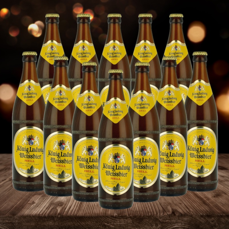 Knig Ludwig Weissbier Hell German Wheat Beer 500ml Bottles – 5.5% ABV (Multipack)