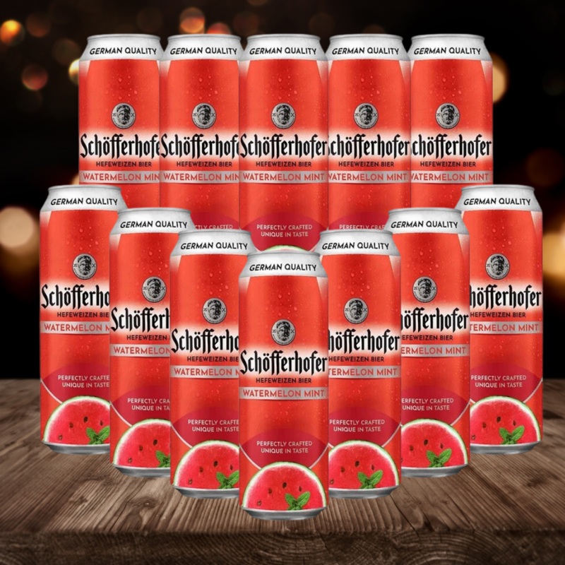 Schofferhofer Watermelon & Mint German Wheat Beer Radler 500ml Cans – 2.5% ABV (12 Multipack)