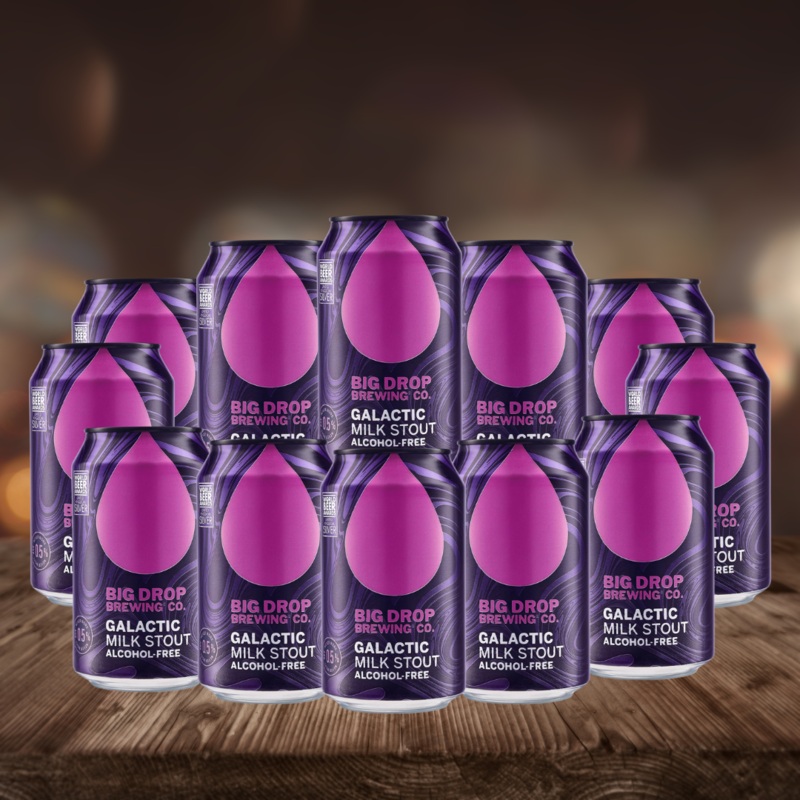 Big Drop Galactic Stout Non – Alcoholic 330ml Cans – 0.5% ABV (12 Pack)