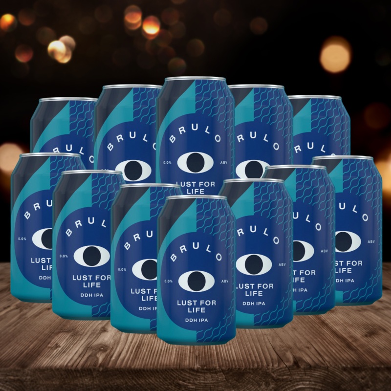 Brulo LUST FOR LIFE British Alcohol Free DDH IPA 330ml Cans – ABV: 0.0% (12 Pack)