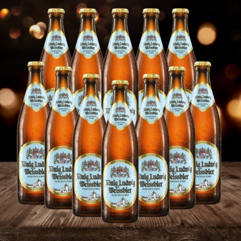 Konig Ludwig Weiss Alkoholfrei German Wheat Beer 500ml Bottles – 0.5% ABV (12 Multipack)