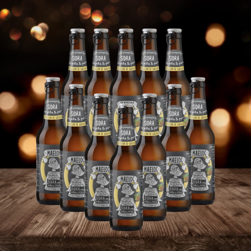 Maeloc Galician Pineapple & Pear Spanish Cider 330ml Bottles – 4.0% ABV (12 Pack)