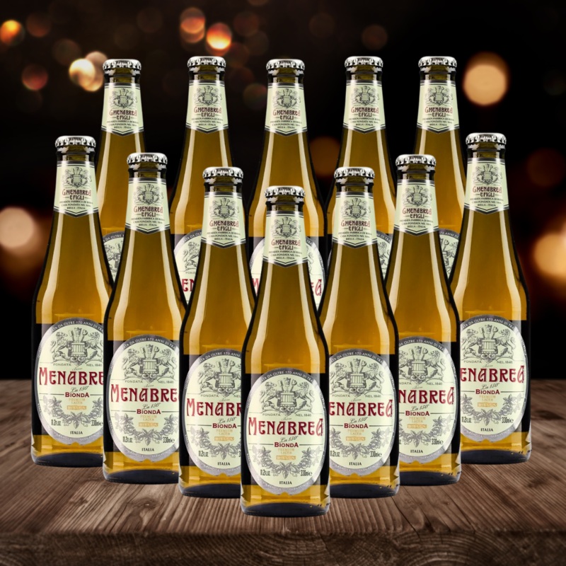 Menabrea Lager 4.8% ABV 330ml Bottles (12 Pack)