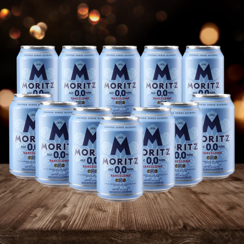 Moritz Barcelona Original Spanish Alcohol Free Lager 330ml Cans – 0.0% ABV (12 Pack)
