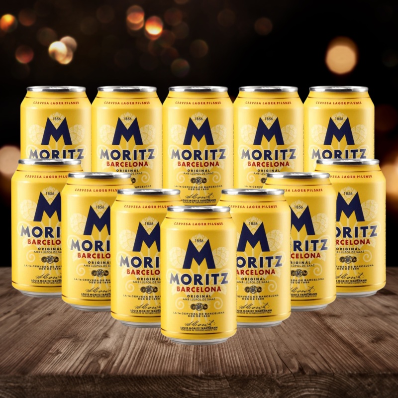 Moritz Barcelona Original Spanish Lager 330ml Cans – 4.7% ABV (12 Pack)