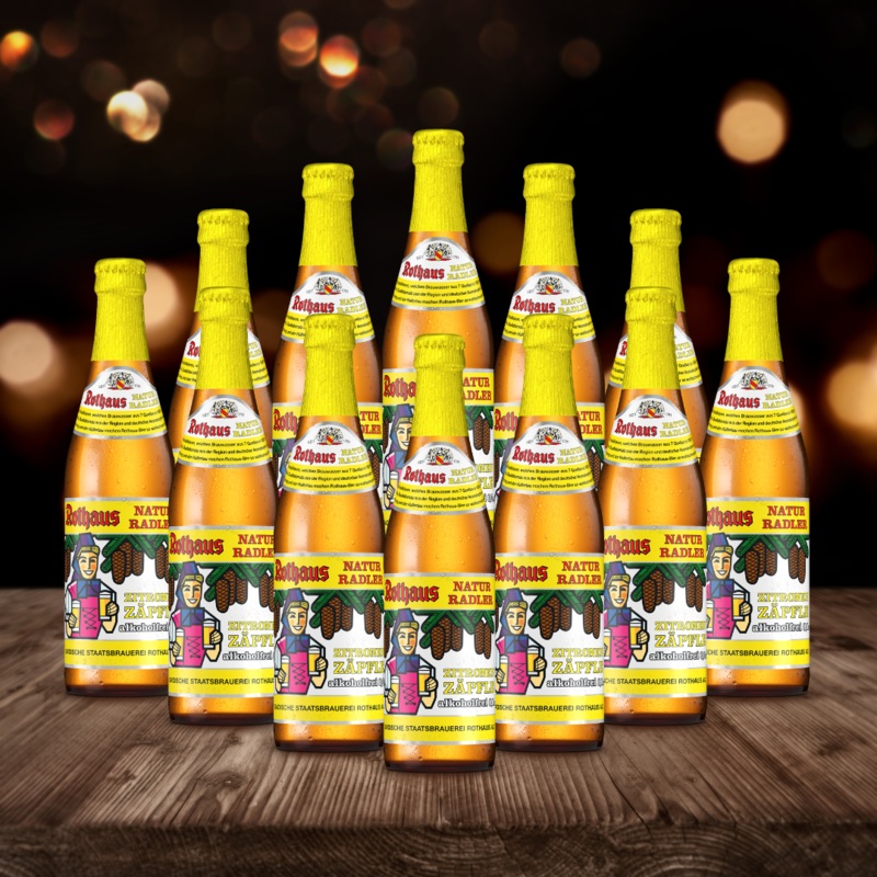 Rothaus Alcohol Free Lemon Natur Radler Zitronen Zapfle 330ml Bottles –  0.0% ABV (12 Pack)
