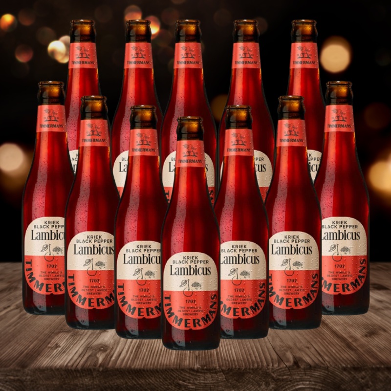 Timmermans Lambicus Kriek Black Pepper Belgian Fruit Beer 330ml Bottles – 4.0% ABV (12 Pack)