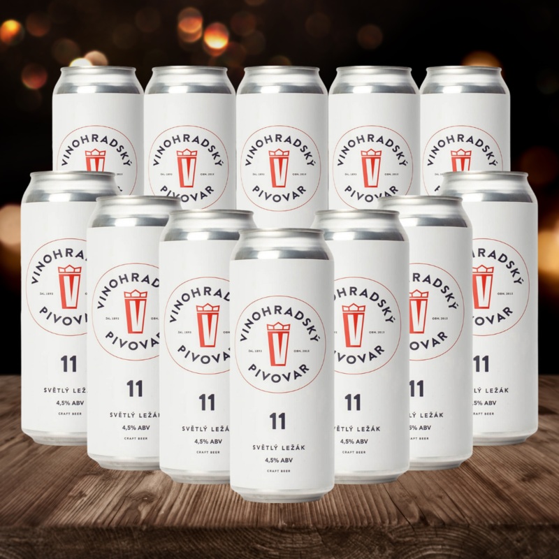 Vinohradsk Pivovar 11 Czech Unflitered Lager 500ml Cans – 4.5% ABV (12 Pack)
