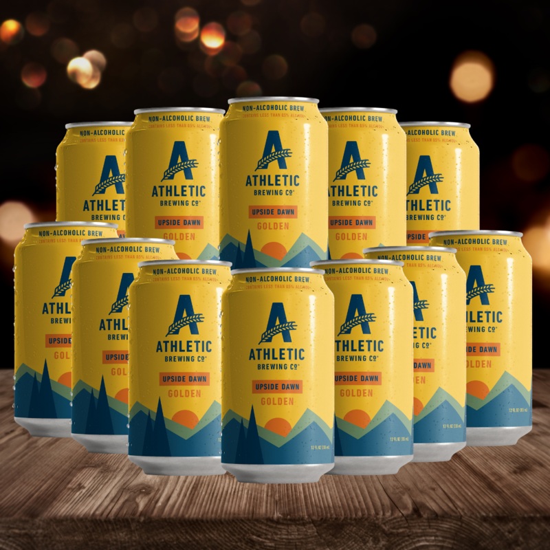 Athletic Brewing Co Upside Dawn American Alcohol Free Golden Ale – ABV 0.5% (12 Pack)
