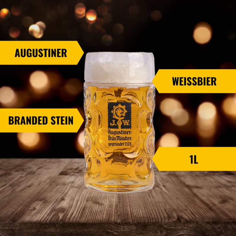 Augustiner Official 1 Litre Branded Glass Stein