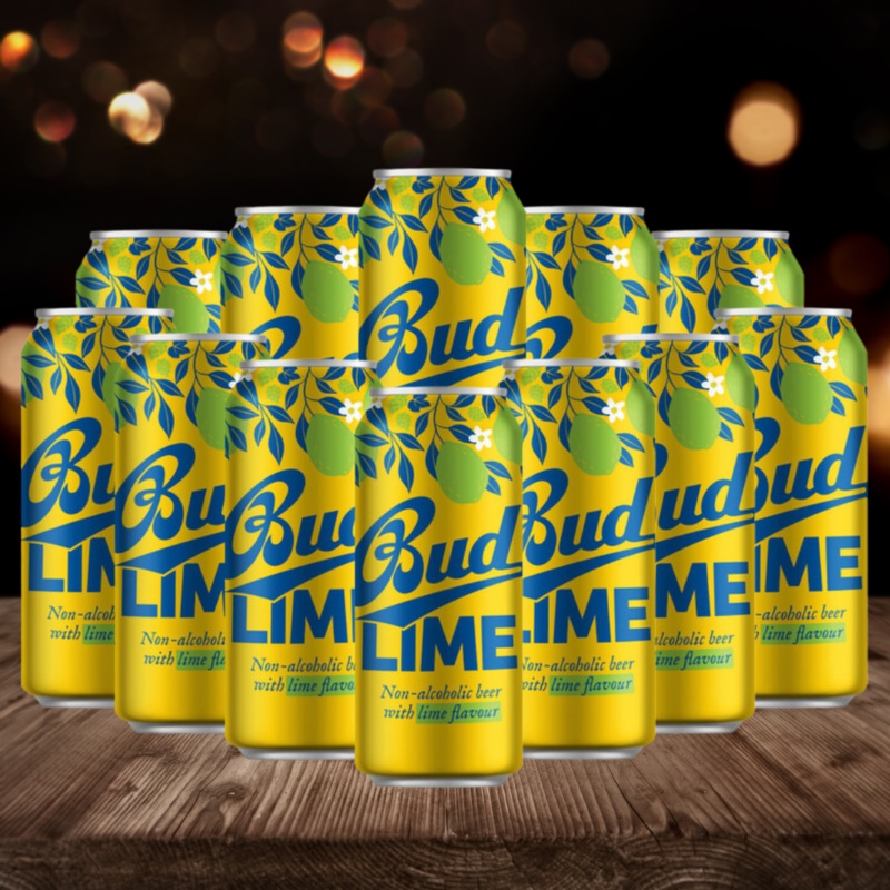 Bud Lime Alcohol Free Beer 500ml Cans – 0.3% ABV (Multipack)
