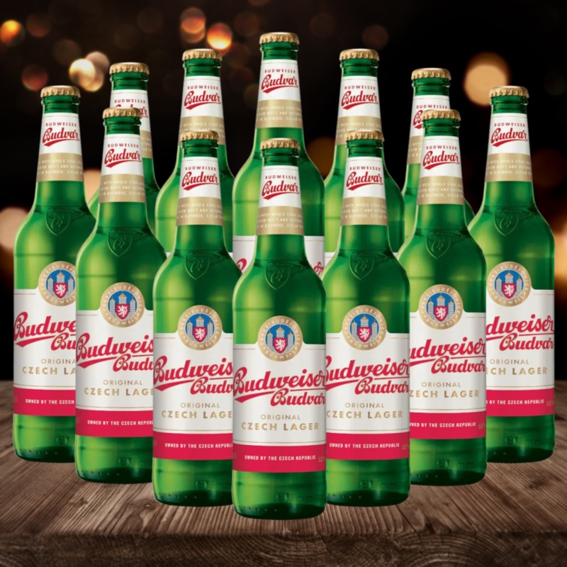Budweiser Budvar Czech Lager 500ml Bottles – 5% ABV (12 Pack)