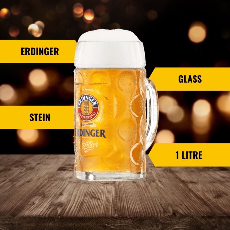 Erdinger Official Branded 1 Litre Glass Stein