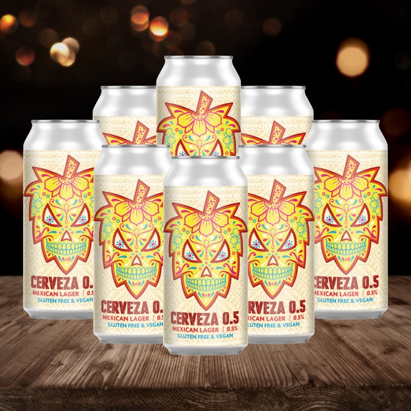 Fierce Beer Cervesa Gluten free Alcohol free Mexican Style Lager 440ml Can – 0.5% ABV (8 Pack)