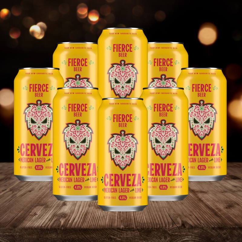 Fierce Beer Cervesa Gluten Free Mexican Style Lager 440ml Can – 4% ABV (8 Pack)