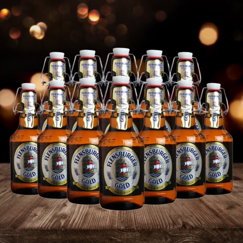 Flensburger Gold German Lager 330ml Bottles – 4.8% ABV (12 Pack)
