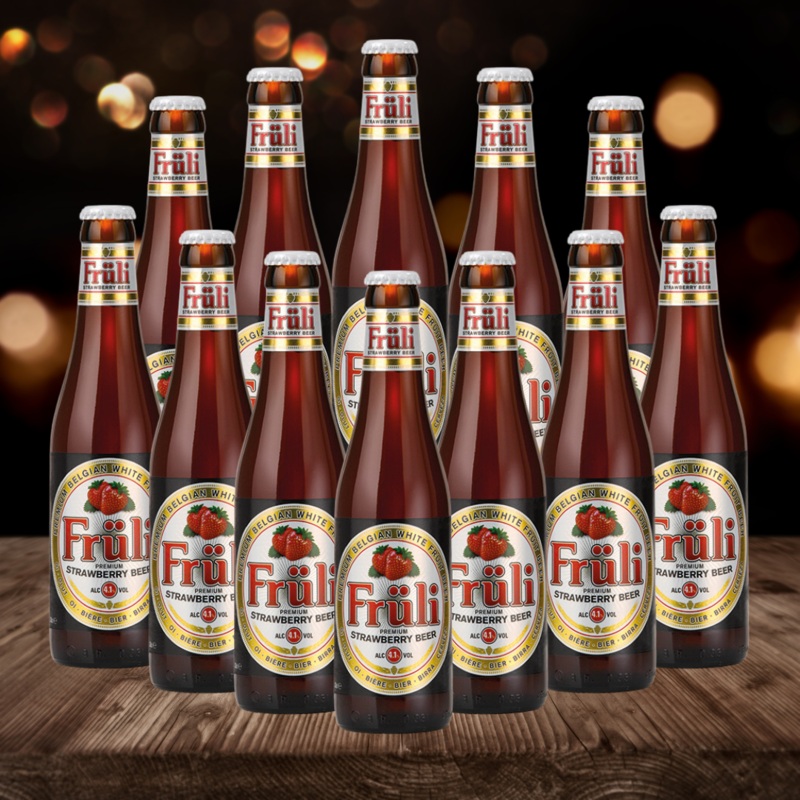 Fruli Strawberry Fruit Flavoured Red Belgian Beer 330ml Bottles  4.1% ABV (12 Pack)