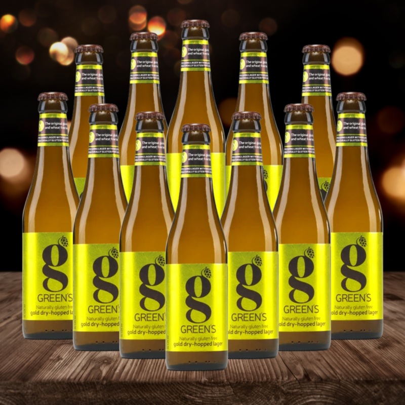 GREEN’s Gluten Free Dry Hopped Lager 330ml Bottles – 4.0% ABV (12 Pack)