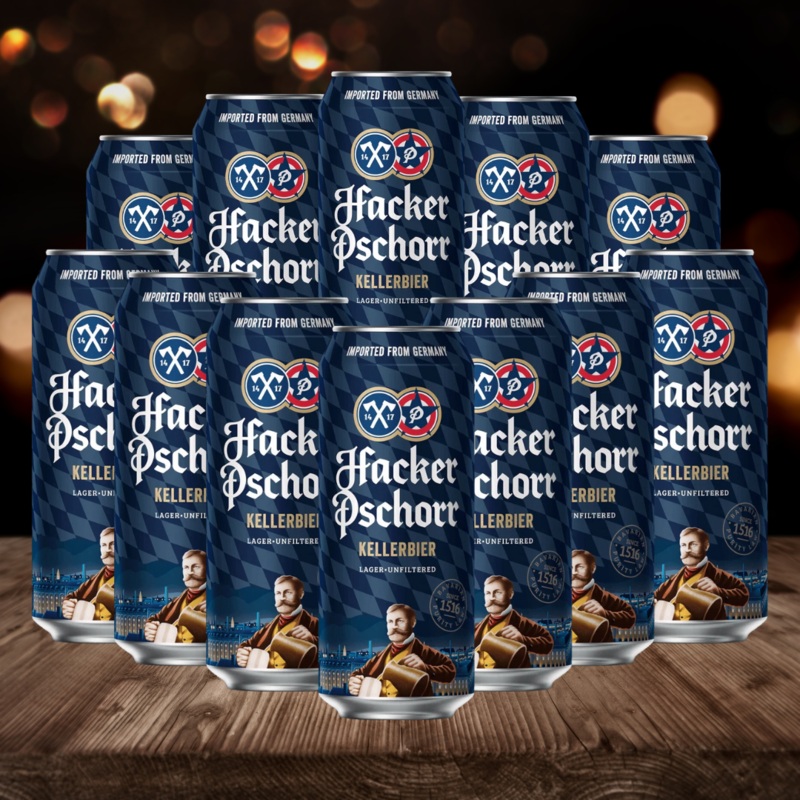 Hacker Pschorr Kellerbier German Lager 500ml Cans  5.5% ABV (Multipack)